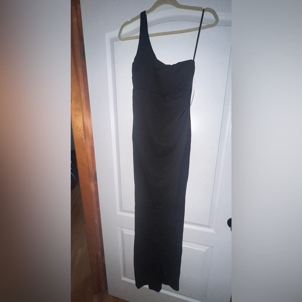 Black long thigh slit formal dress